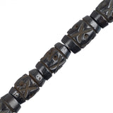 Bone Carved Tube Beads 0.5" Dark Brown 15/Strand
