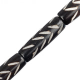 Bone Carved Tube Beads 1" Dark Brown 8/Strand