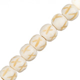 Bone Carved Beads 8mm Antique Ivory 24/Strand