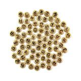 Alphabet Flat Round Beads Black/Gold Assorted 90/Pk