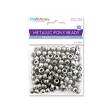Crow/Pony Beads Metallic Silver 150/pk