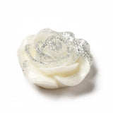 Resin Cabochons, Flower 19mm Glitter White 10/pk