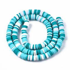 Polymer Clay Heishi Beads, Turquoise Mix 15-16" Strand