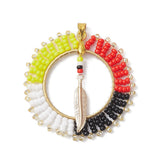 Beaded Medicine Wheel Pendant 40x39mm 1/pk
