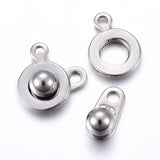 Stainless Steel Button Clasp 5/pk