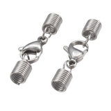 Lobster Clasp w/Cord Ends, Stainless Steel 5/pk