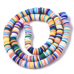 Polymer Clay Heishi Beads, Summer Mix 15-16" Strand