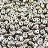 *Czech Miniduo Beads Jet Silver Pastel Matte 8g