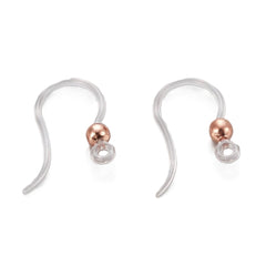 Fish Hook Ear Wire Plastic 16mm Rose Gold Bead 100/pk