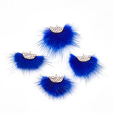 Faux Mink Fur Tassels 1.25" Blue2/pk