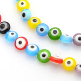 Evil Eye Flat Round Glass Beads 6x4mm Multi Mix 15" Strand