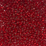 8/0 Czech Seed Beads #154 Silver Lined Red 22g