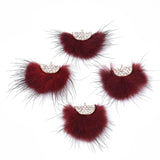Faux Mink Fur Tassels 1.25" Dark Red 2/pk