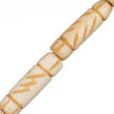 Bone Carved Tube Beads 1" Antique Ivory 8/Strand
