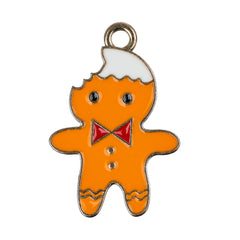 Gingerbread Man Enamel Pendant 24x16mm 5/pk