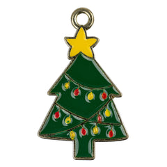 Christmas Tree Enamel Pendant 27x16mm 5/pk