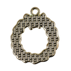 Christmas Wreath Enamel Pendant 23x20mm 5/pk