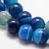 6mm Agate Rayé Bleu (Naturel/Teint) Perles 15-16" Brin