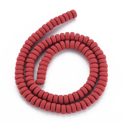 3x6mm Polymer Clay Beads, Brick Red 15-16" Strand