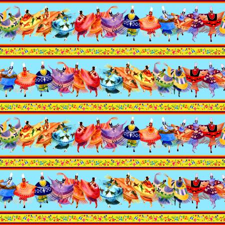 Cotton Fabric Shawl Dancers #32000 Blue - Half Yard