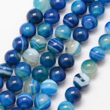 6mm Agate Rayé Bleu (Naturel/Teint) Perles 15-16" Brin