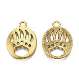 Bear Paw Pendant 30x22mm Antique Gold 5/pk