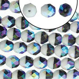 Fire Polished 8mm Duet Black White AB 20/Strand