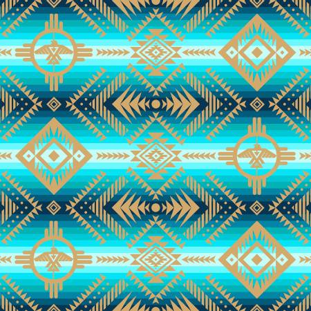 Cotton Fabric Thunderbird #647 Turquoise - Half Yard