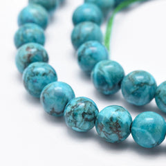 10mm Marble Dark Turquoise (Natural/Dyed) Beads 15-16" Strand