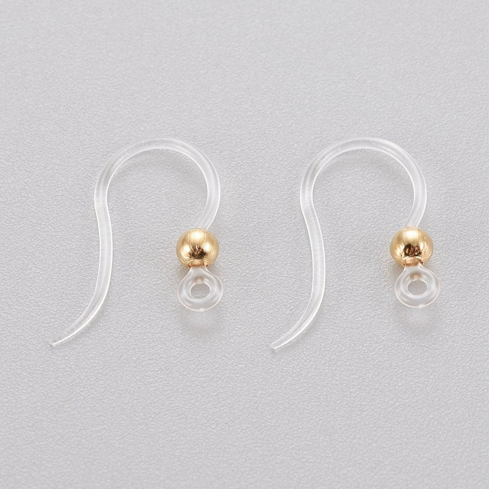 Clear / Gold Hypoallergenic Fish Hook Earrings 100/pk – i-Bead Inc.