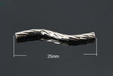Metal Curved Tube Beads 25mm Nickel 25/pk