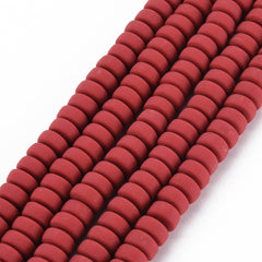 3x6mm Polymer Clay Beads, Brick Red 15-16" Strand