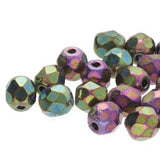 Fire Polished 6mm Jet Red Iris 25/Strand