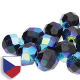 Fire Polished 6mm Jet Full AB 25/Strand