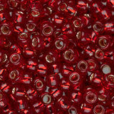 Perles de rocaille Toho 8/0 #25C Silver Lined Ruby 8-9g Flacon