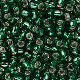 Perles de rocaille Toho 8/0 # 36 émeraude verte doublée d'argent fiole de 8 à 9 g