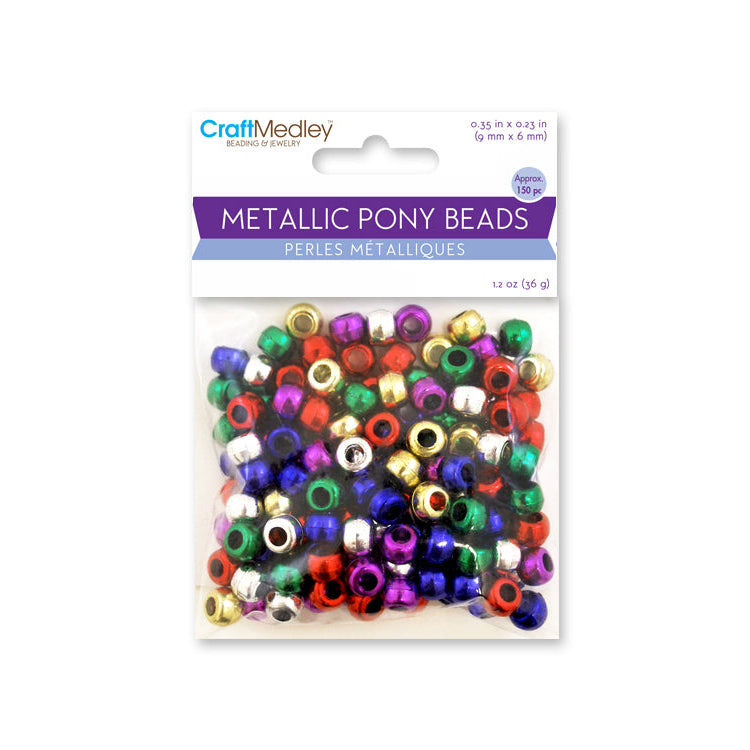 Pony Beads 150/pk - Metallic Multi Mix
