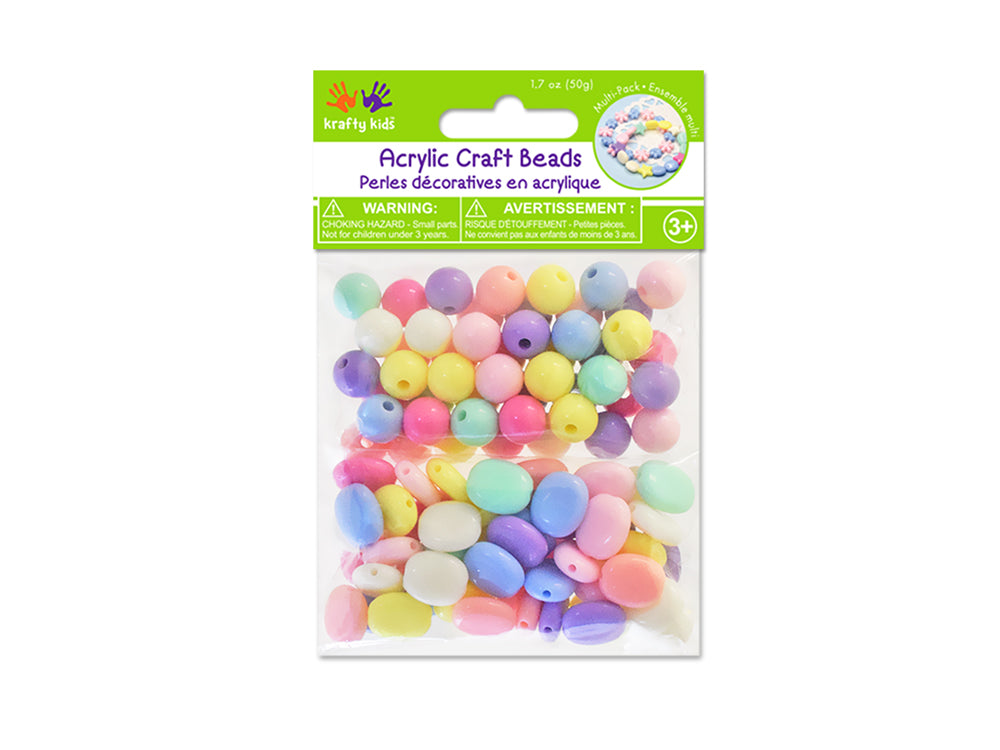 Acrylic Round & Oval Beads 50g Multi Colour