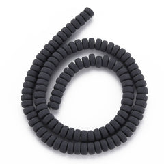 3x6mm Polymer Clay Beads, Black 15-16" Strand