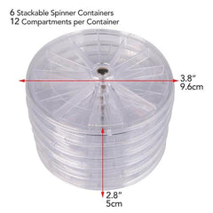 4" 12-Compartment Stackable Spinner Containers 6/pk
