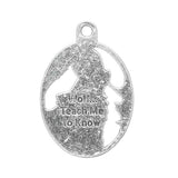 Pendentif ovale en métal 1 1/8" loup hurlant 5/pqt