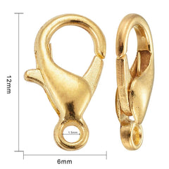 12mm Gold Lobster Clasp 50/pk