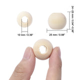 25mm Grosses Perles Rondes en Bois Naturel 10/pk