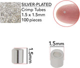 Tubes à sertir de 1,5 mm, plaque d'argent, 100/pqt