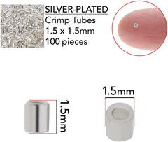 1.5mm Crimp Tubes Silver Plate 100/pk