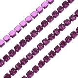Bande de strass fuchsia en métal de 2 mm au mètre