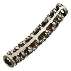 Tube 32mm Curved, Antique Silver Metal Beads 5/pk