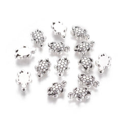 Turtle 9x13mm, Antique Silver Metal Beads 10/pk