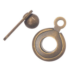 7.5mm Antique Brass Button Clasp 5/pk