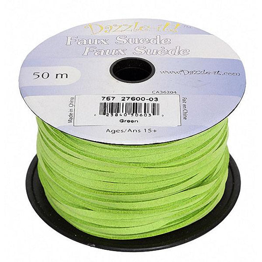 Faux Suede 3mm Lace 50m Green